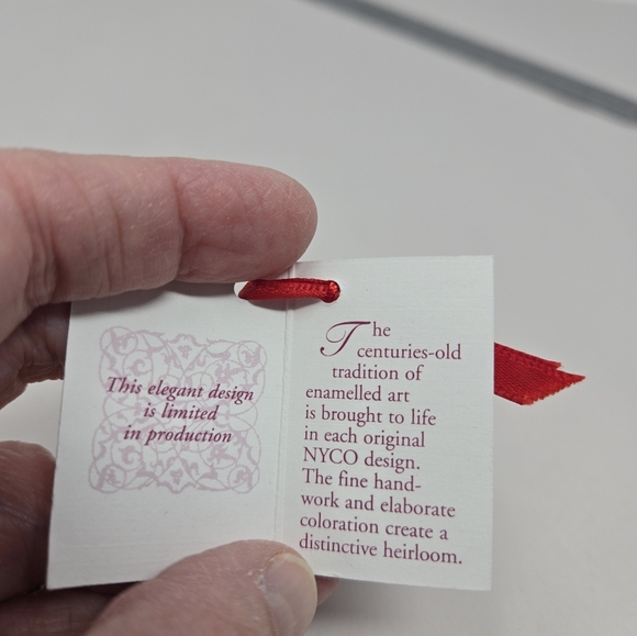 Nyco Cloisonne Enamal Christmas Tree Ornament Stocking Hearts, Leaves & Flowers - Picture 6 of 10